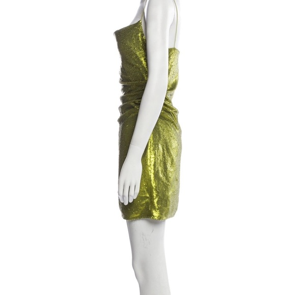Guage81 Almora lime green Sequin Ruched Mini dress SZ 36 (small) - Picture 5 of 15